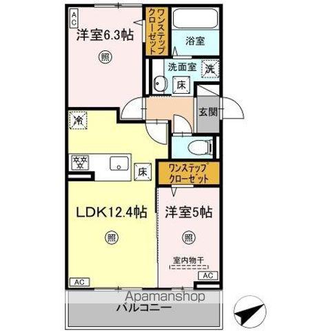 ペルへ尾ノ上(2LDK/1階)の間取り写真