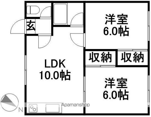 コーポひまわりB棟(2LDK/1階)の間取り写真
