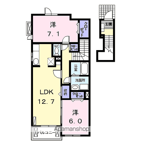 メープルコート(2LDK/2階)の間取り写真