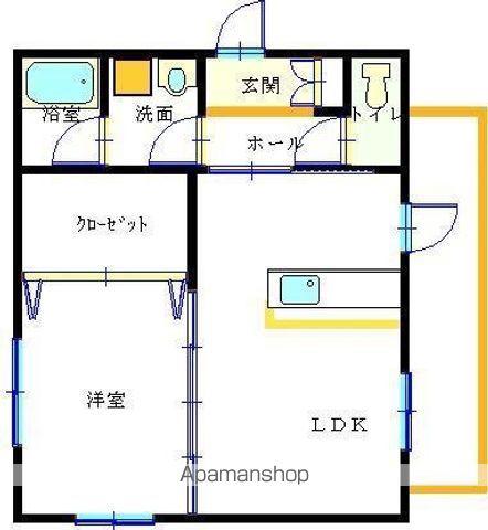 クレセント伊良皆(1LDK/1階)の間取り写真