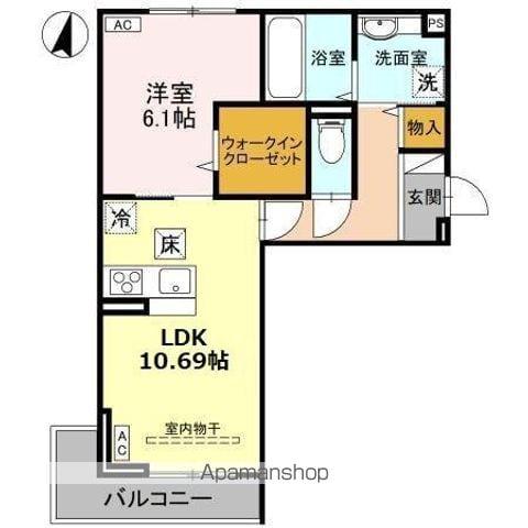 LUNA(1LDK/1階)の間取り写真