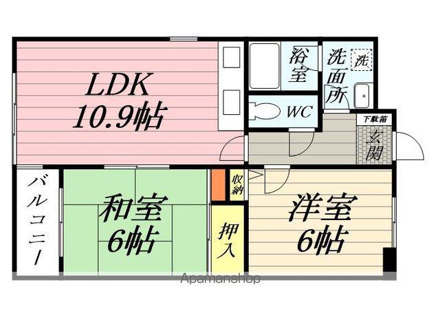 グランドール影取(2LDK/2階)の間取り写真