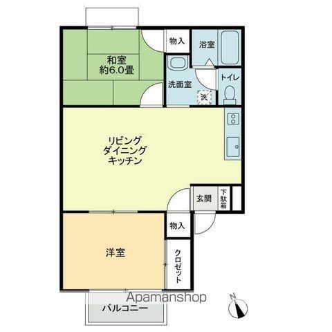 フォブールDMC・B(2LDK/2階)の間取り写真