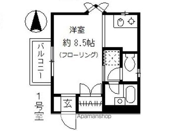 ヒルズ内山(ワンルーム/1階)の間取り写真