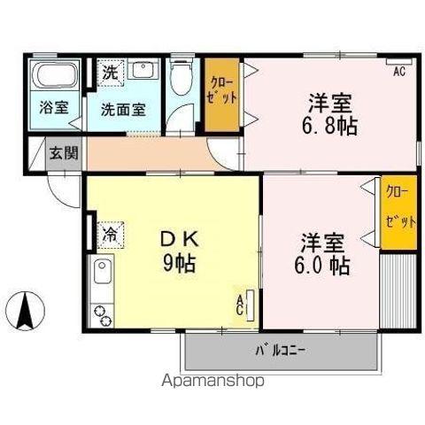 セジュール申子(2DK/1階)の間取り写真