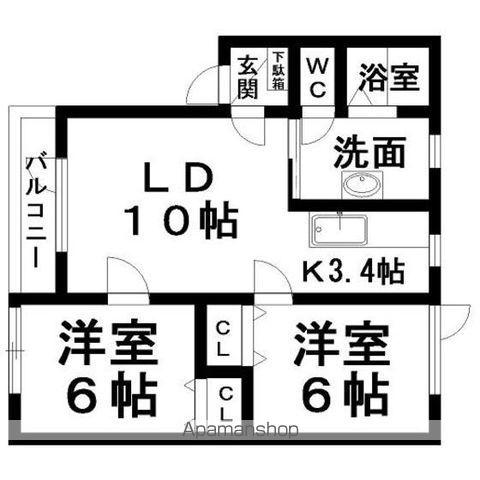 みやまSKYハイツ(2LDK/1階)の間取り写真