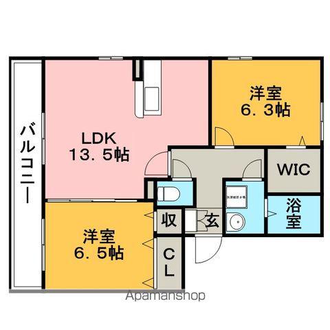 ビューアゼリア(2LDK/1階)の間取り写真