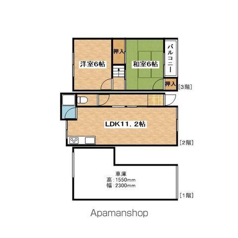 尺谷テラスハウス(尺谷1−11)(2LDK)の間取り写真