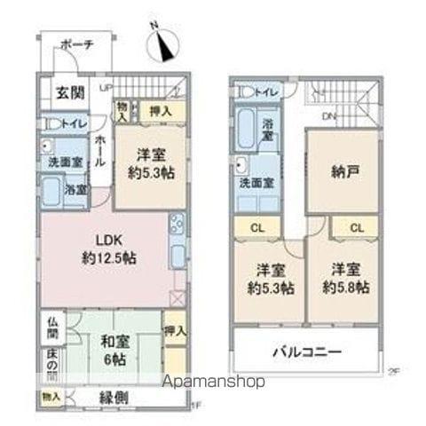 名鉄竹鼻・羽島線 西笠松駅 徒歩2分 2階建 築1年(4SLDK)の間取り写真