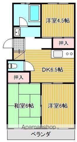 リバーサイドマンションⅡ(3DK/4階)の間取り写真