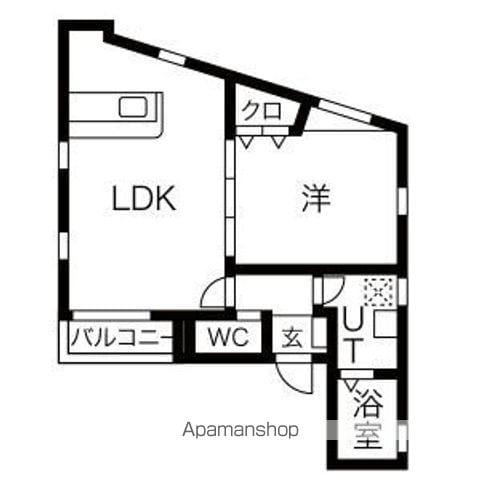 BLUE MOON 名駅(1LDK/2階)の間取り写真