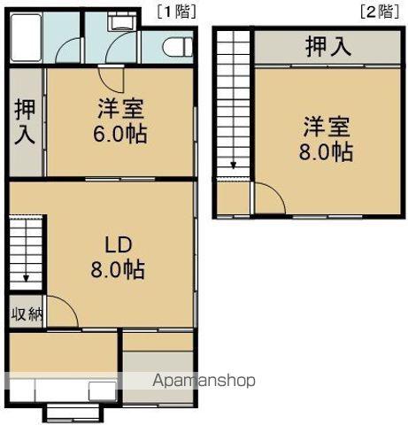 ひまわりアパート富岡(2LDK/1階)の間取り写真