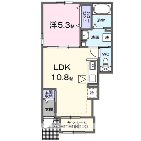 サニーガーデン K(1LDK/1階)の間取り写真