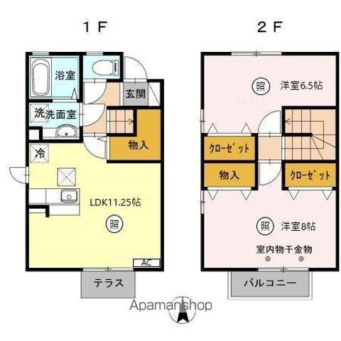 プランドール和田中B棟(2LDK/1階)の間取り写真