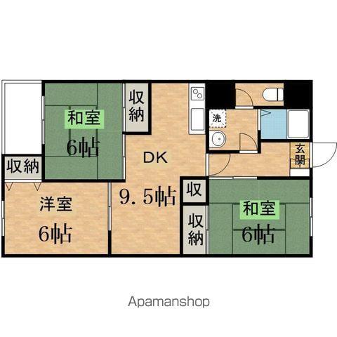 シルクトゥリーA棟(3DK/2階)の間取り写真