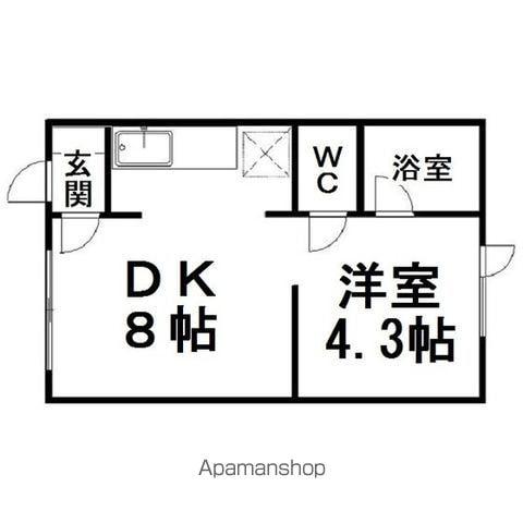 ハピネスⅡ(1DK/1階)の間取り写真