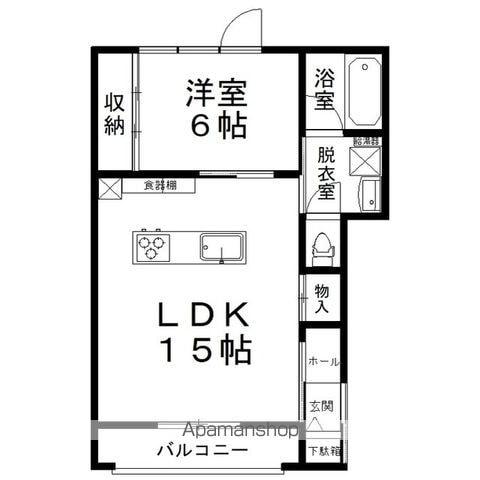 ステラ中ノ島(1LDK/1階)の間取り写真