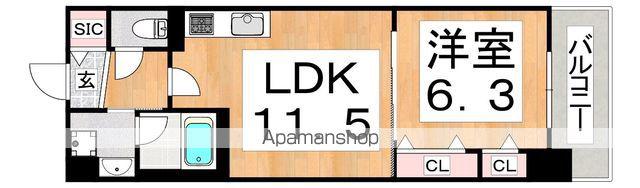 グランセジュール大国町(1LDK/3階)の間取り写真
