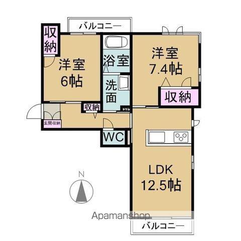 ホワイトガーデン(2LDK/2階)の間取り写真