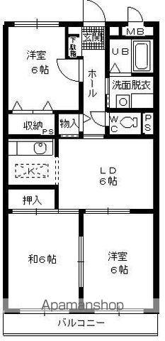 ルミエール浜Ⅱ(3LDK/1階)の間取り写真