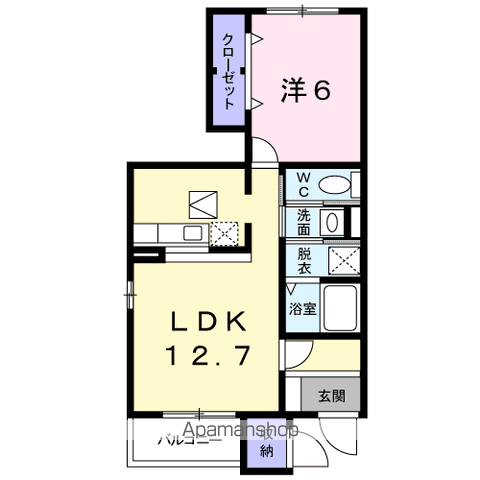 アローザ25D(1LDK/1階)の間取り写真