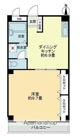 フィネス秋桜(1DK/2階)の間取り写真