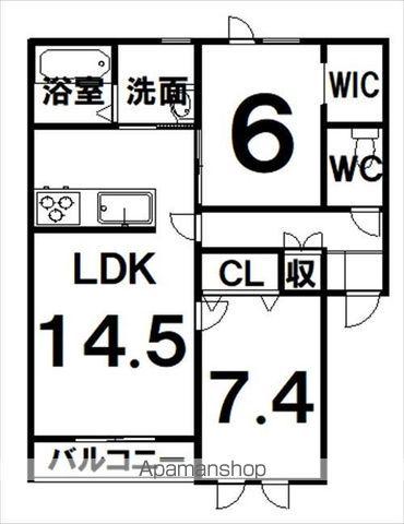 シエログランデⅢ(2LDK/3階)の間取り写真