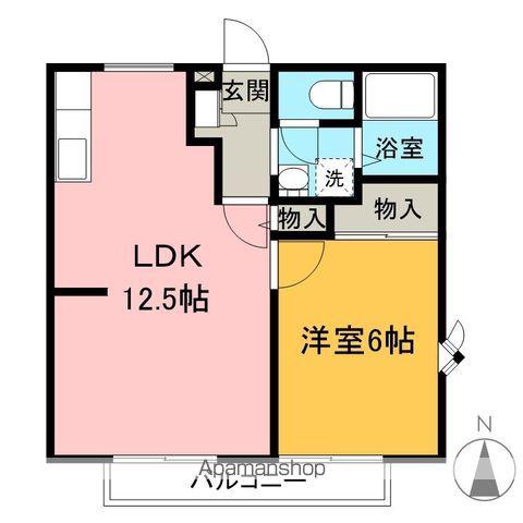 ウエストK&T(1LDK/1階)の間取り写真