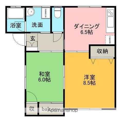 ヤマヤハイツ(2DK/1階)の間取り写真