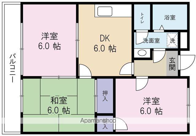 ウッディハウスカニエ(3DK/3階)の間取り写真