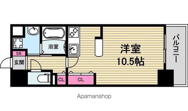 ブランクレール谷町(1K/4階)の間取り写真