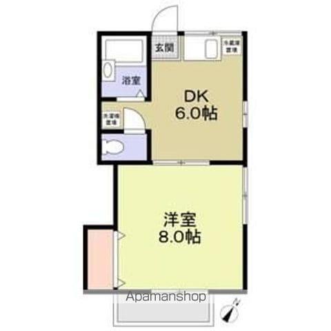 ナッツベリーハイツ(1DK/2階)の間取り写真