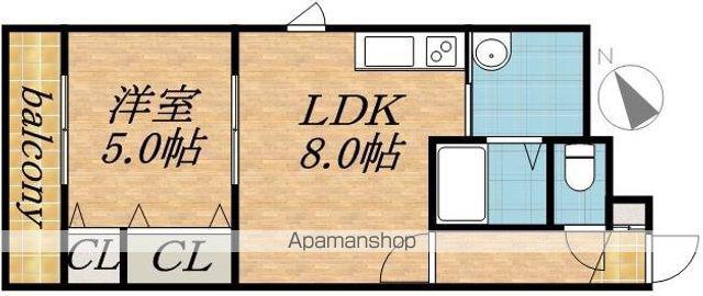 パークヒルズ中の島21(1LDK/4階)の間取り写真