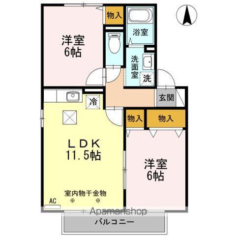 ルピナK・S ABC(2LDK/1階)の間取り写真