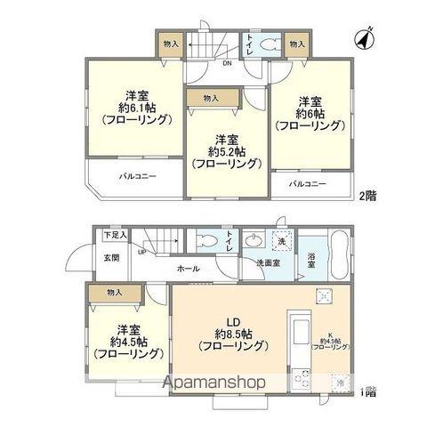 東武鉄道野田線 岩槻駅 徒歩24分 2階建 築4年(4LDK)の間取り写真