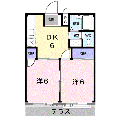 サンハイツA(2DK/1階)の間取り写真