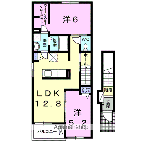 ファミーユ 川南(2LDK/2階)の間取り写真
