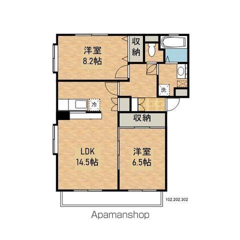 CENTRALVILLAGEⅡ(2LDK/1階)の間取り写真