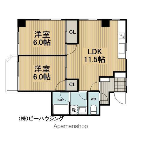 第二浜屋マンション(2LDK/3階)の間取り写真