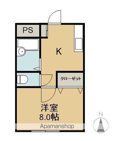 若林マンション(1K/1階)の間取り写真