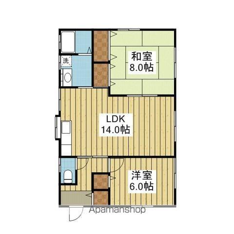 愛媛県松山市 1階建 築21年(2LDK)の間取り写真