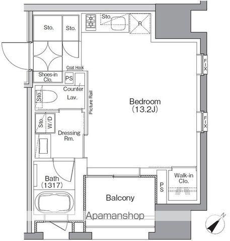 ザ・パークハビオSOHO横浜関内(ワンルーム/4階)の間取り写真