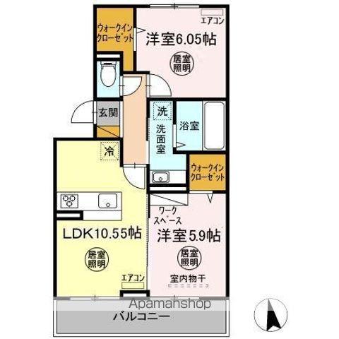 D-ROOMちはら台 F(2LDK/2階)の間取り写真