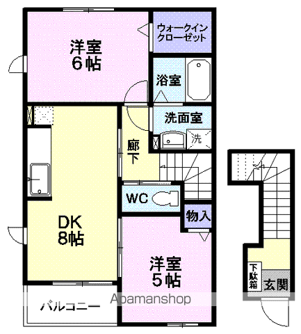 ヴィラ・ファインA棟(2DK/2階)の間取り写真