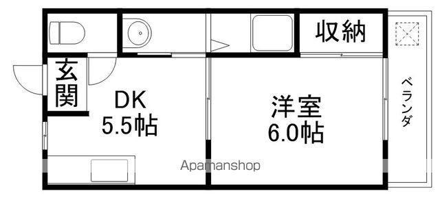 ハイツレタス壱番館(1DK/2階)の間取り写真