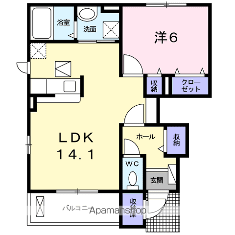 アグレアーブル(1LDK/1階)の間取り写真