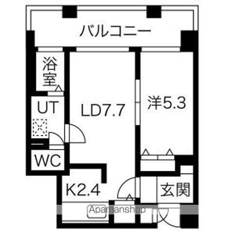 オタルベイサイドシティ7棟(1DK/2階)の間取り写真
