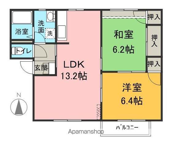 フレグランスパール(2LDK/1階)の間取り写真