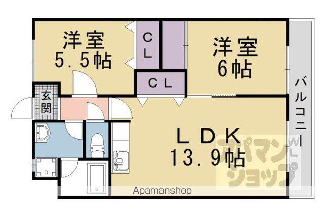アセンブル高野(2LDK/3階)の間取り写真