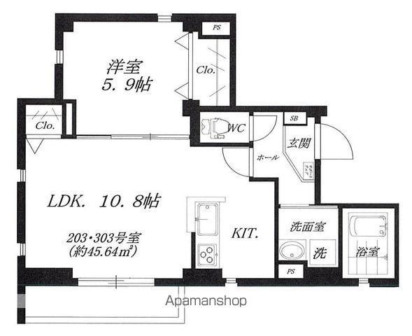 サンブリック(1LDK/2階)の間取り写真